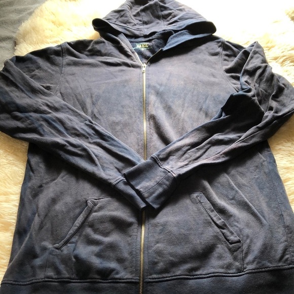 Bleach washed artist zip front hoodie size L - Picture 2 of 9